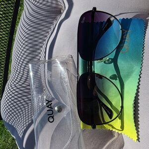 QUAY Gradient Lens Aviator Sunglasses - Purple/Blue/Green